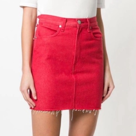 RAG & BONE Raw Hem Red Denim Skirt 29 - Picture 3 of 12